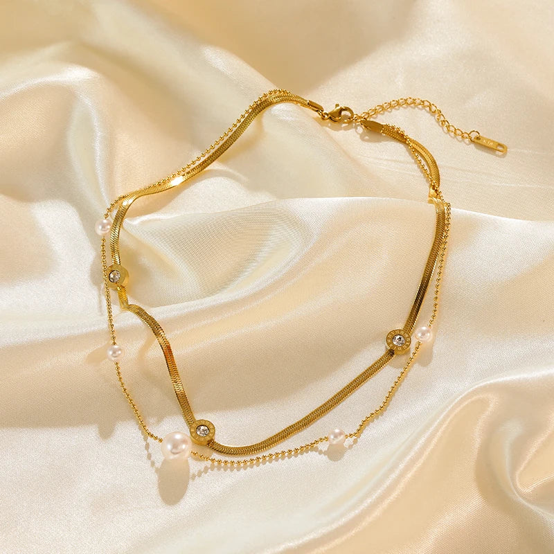 Collier Acier Inoxydable Perles de Minuit | Amora Bijoux 2