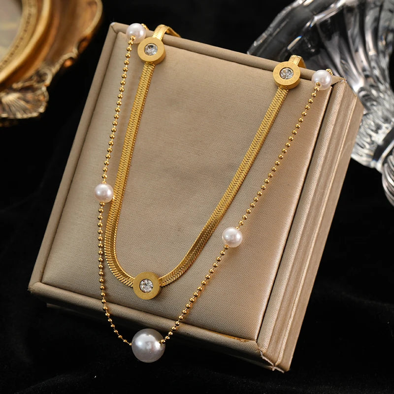 Collier Acier Inoxydable Perles de Minuit| Amora Bijoux