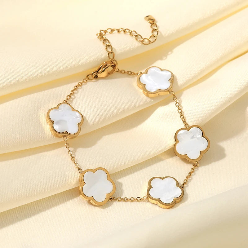 Bracelet Acier Inoxydable - Trèfle blanc | Amora Bijoux