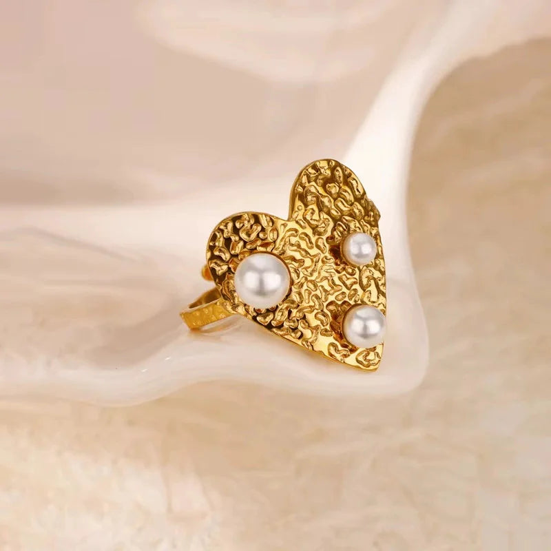 Bague Acier Inoxydable - Cœur de Perle