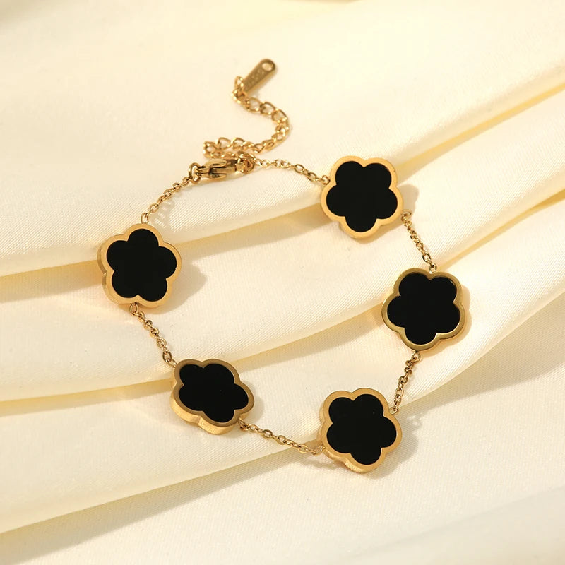 Bracelet Acier Inoxydable - Trèfle noir | Amora Bijoux