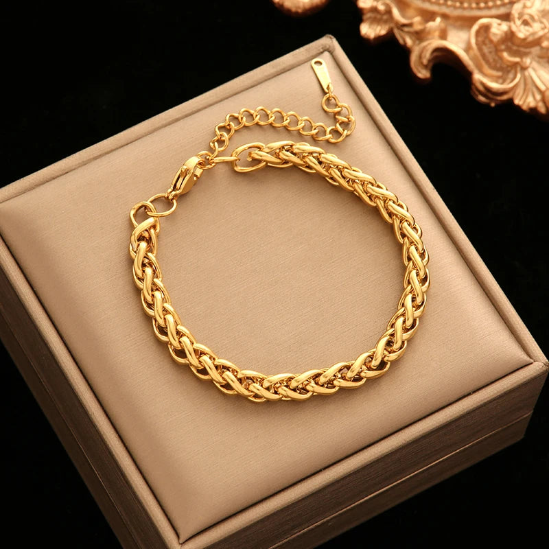 Bracelet Acier Inoxydable - Torsade d'or | Amora Bijoux