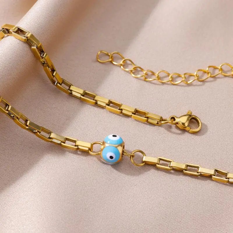 Bracelet Cheville <br> Oeil grec Bleu - Amora Bijoux
