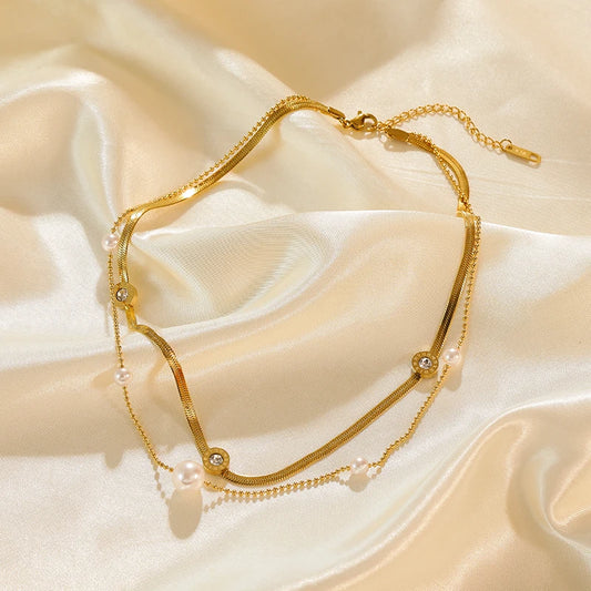 Collier Acier Inoxydable  Perles de Minuit | Amora Bijoux 2