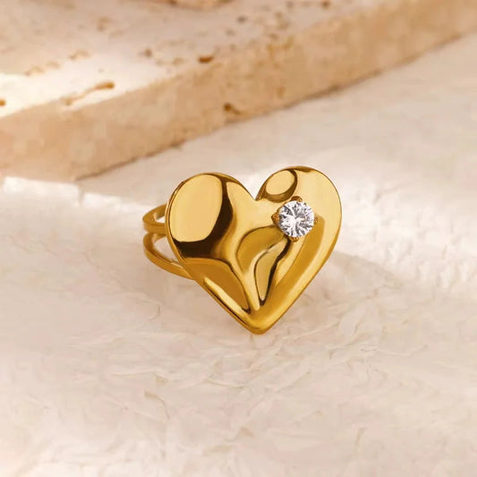 Bague Acier Inoxydable - Cœur Liquide