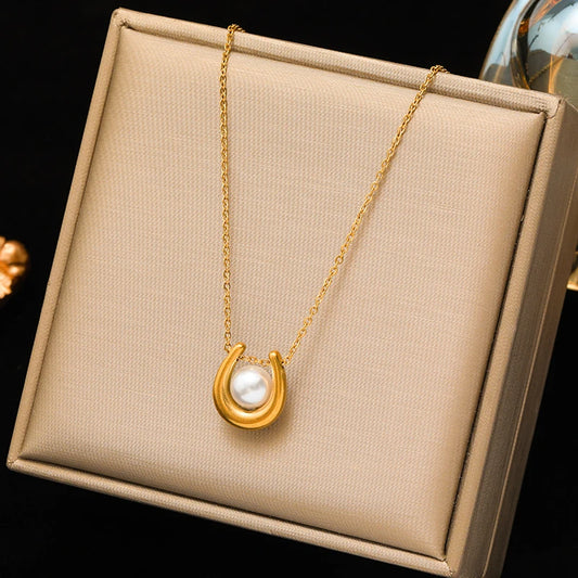 Collier Acier Inoxydable  Porte-Bonheur Doré| Amora Bijoux