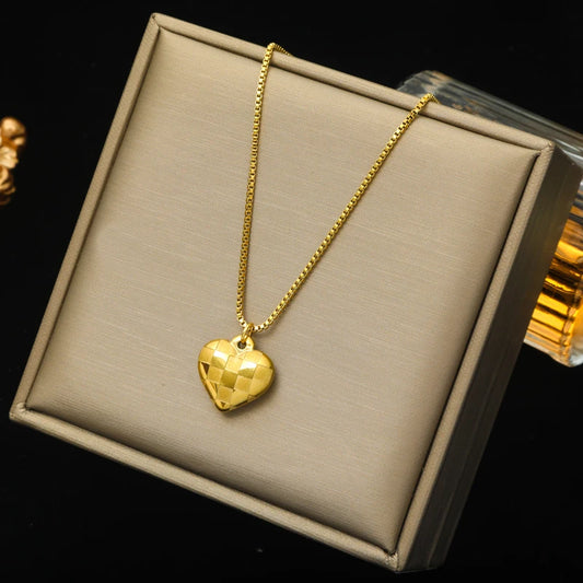 Collier Acier Inoxydable  Tressé Doré| Amora Bijoux