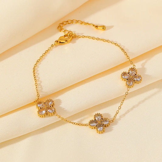 Bracelet Acier Inoxydable - Trèfle de Zircon | Amora Bijoux