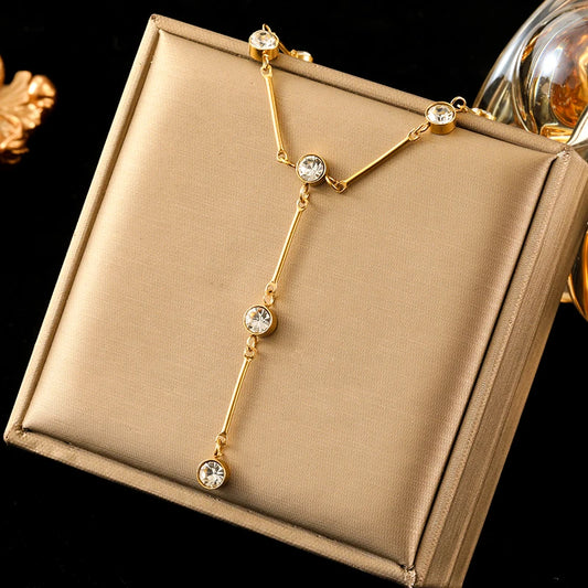 Collier Acier Inoxydable  Zircon Suspendus| Amora Bijoux