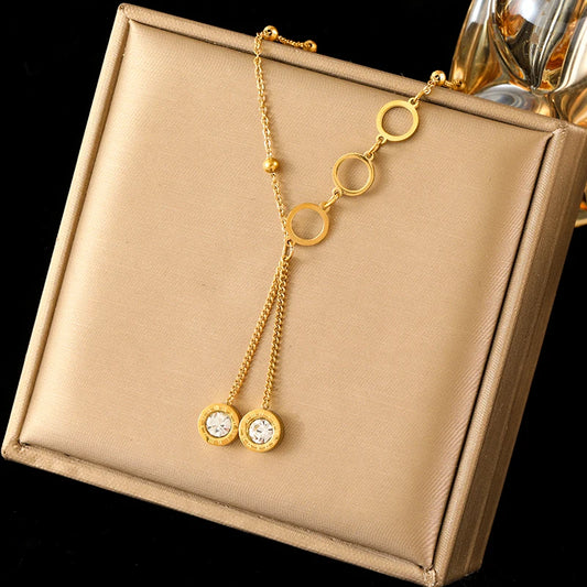 Collier Acier Inoxydable  Cercle Élégant Doré| Amora Bijoux
