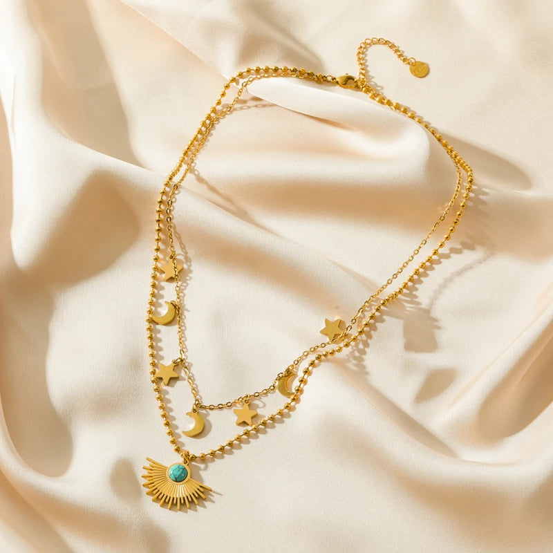 Collier Acier Inoxydable  Éclat Astral | Amora Bijoux