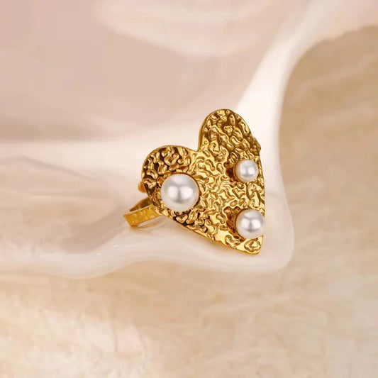 Bague Acier Inoxydable - Cœur de Perle