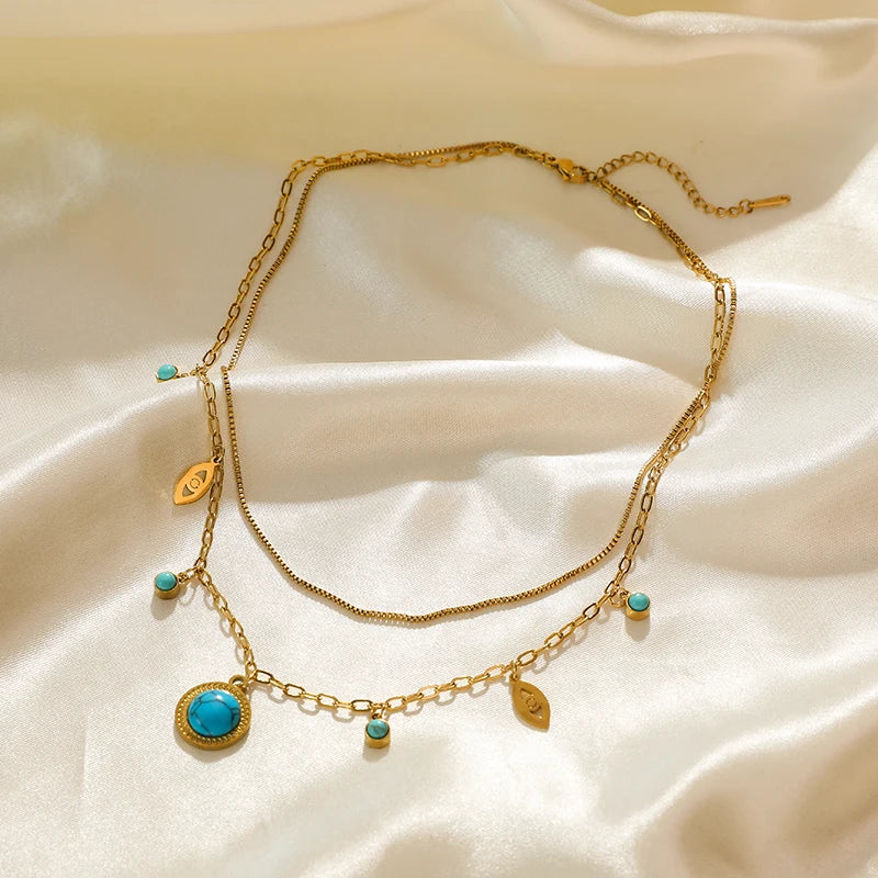 Collier Acier Inoxydable Œil d’Azur | Amora Bijoux 2