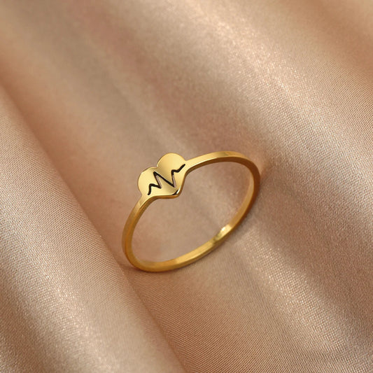 Bague Acier Inoxydable <br> Battement de coeur - Amora Bijoux