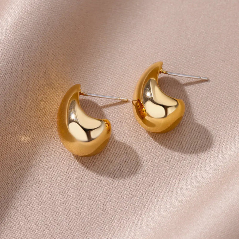 Boucle d'oreille Acier Inoxydable <br> Goutte d'or - Amora Bijoux